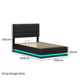 Hoxton Room Black Alpine Upholstered Gas Lift Storage Bed with LED