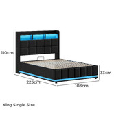 Hoxton Room Charcoal Michel Gas Lift Storage Bed Frame with LED