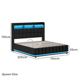 Hoxton Room Charcoal Michel Gas Lift Storage Bed Frame with LED