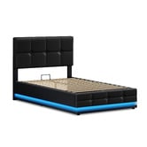 Hoxton Room Black Sylvie Faux Leather Gas Lift Storage Bed Frame with LED