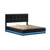 Hoxton Room Black Sylvie Faux Leather Gas Lift Storage Bed Frame with LED