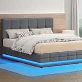 Hoxton Room Grey Alfie Gas Lift Storage Bed Frame with LED
