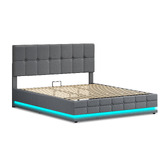 Hoxton Room Grey Alfie Gas Lift Storage Bed Frame with LED