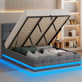 Hoxton Room Grey Alfie Gas Lift Storage Bed Frame with LED