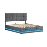 Hoxton Room Grey Alfie Gas Lift Storage Bed Frame with LED
