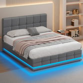 Hoxton Room Grey Alfie Gas Lift Storage Bed Frame with LED