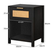 Hoxton Room Alira Rattan 1 Drawer Bedside Table