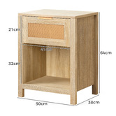 Hoxton Room Alira Rattan 1 Drawer Bedside Table