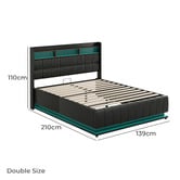 Hoxton Room Black Michel Faux Leather Gas Lift Storage Bed Frame with LED