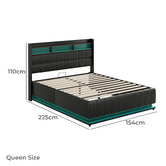 Hoxton Room Black Michel Faux Leather Gas Lift Storage Bed Frame with LED