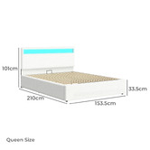 Hoxton Room White Caledon Boucle Gas Lift Storage Bed with LED