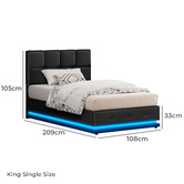 Hoxton Room Black Sylvie Faux Leather Gas Lift Storage Bed Frame with LED