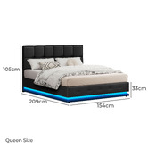 Hoxton Room Black Sylvie Faux Leather Gas Lift Storage Bed Frame with LED
