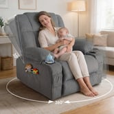 Hoxton Room Hannah Corduroy Heated Massage Swivel Recliner Chair