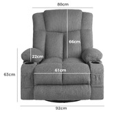 Hoxton Room Hannah Corduroy Heated Massage Swivel Recliner Chair