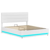 Hoxton Room White Alpine Boucle Gas Lift Storage Bed with LED