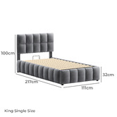 Hoxton Room Grey Ellie May Velvet Gas Lift Storage Bed Frame