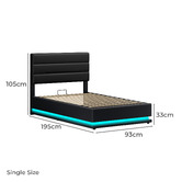 Hoxton Room Black Alpine PU Leather Gas Lift Storage Bed with LED