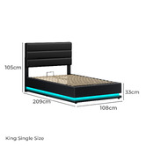 Hoxton Room Black Alpine PU Leather Gas Lift Storage Bed with LED
