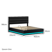 Hoxton Room Black Alpine PU Leather Gas Lift Storage Bed with LED