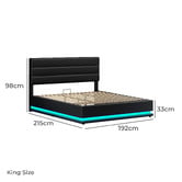 Hoxton Room Black Alpine PU Leather Gas Lift Storage Bed with LED