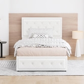Hoxton Room White Hoyce Boucle Gas Lift Bed