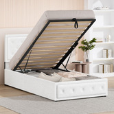 Hoxton Room White Hoyce Boucle Gas Lift Bed