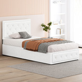 Hoxton Room White Hoyce Boucle Gas Lift Bed