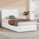 Hoxton Room White Hoyce Boucle Gas Lift Bed
