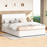 Hoxton Room White Hudson Faux Leather Gas Lift Storage Bed