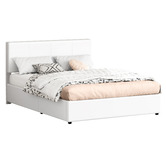 Hoxton Room White Hudson Faux Leather Gas Lift Storage Bed