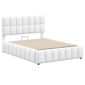 Hoxton Room White Ellie May Boucle Gas Lift Storage Bed Frame
