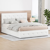 Hoxton Room White Hoyce Boucle Gas Lift Bed