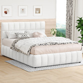 Hoxton Room White Ellie May Boucle Gas Lift Storage Bed Frame
