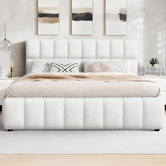 Hoxton Room White Ellie May Boucle Gas Lift Storage Bed Frame