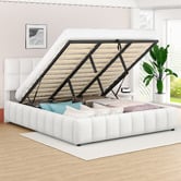 Hoxton Room White Ellie May Boucle Gas Lift Storage Bed Frame