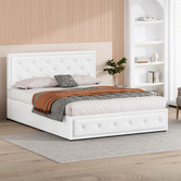 Hoxton Room White Hoyce Boucle Gas Lift Bed