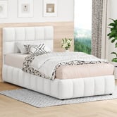 Hoxton Room White Ellie May Boucle Gas Lift Storage Bed Frame