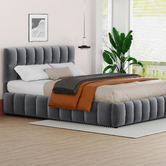 Hoxton Room Grey Ellie May Velvet Gas Lift Storage Bed Frame