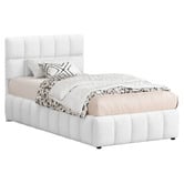 Hoxton Room White Ellie May Boucle Gas Lift Storage Bed Frame