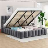 Hoxton Room Grey Ellie May Velvet Gas Lift Storage Bed Frame
