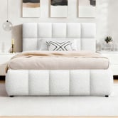 Hoxton Room White Ellie May Boucle Gas Lift Storage Bed Frame