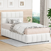 Hoxton Room White Ellie May Boucle Gas Lift Storage Bed Frame
