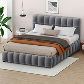 Hoxton Room Grey Ellie May Velvet Gas Lift Storage Bed Frame