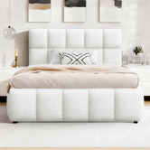 Hoxton Room White Ellie May Boucle Gas Lift Storage Bed Frame