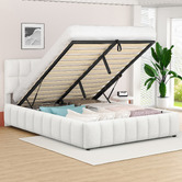 Hoxton Room White Ellie May Boucle Gas Lift Storage Bed Frame