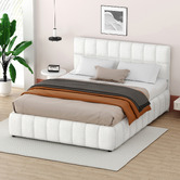 Hoxton Room White Ellie May Boucle Gas Lift Storage Bed Frame