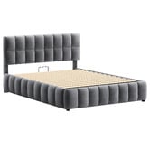 Hoxton Room Grey Ellie May Velvet Gas Lift Storage Bed Frame
