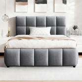 Hoxton Room Grey Ellie May Velvet Gas Lift Storage Bed Frame