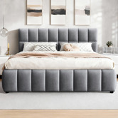 Hoxton Room Grey Ellie May Velvet Gas Lift Storage Bed Frame